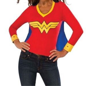 Wonder Woman superhero costume long sleeve top tee cape superman halloween